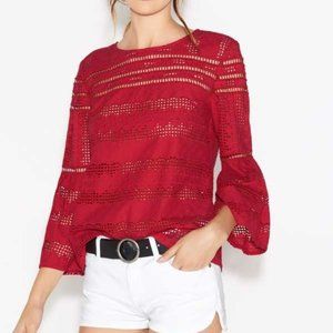 Ba&sh Gianna Eyelet Blouse Top
